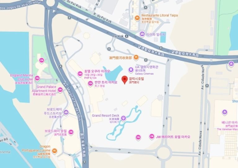 갤럭시 마카오 위치 지도와 교통 접근 노선
