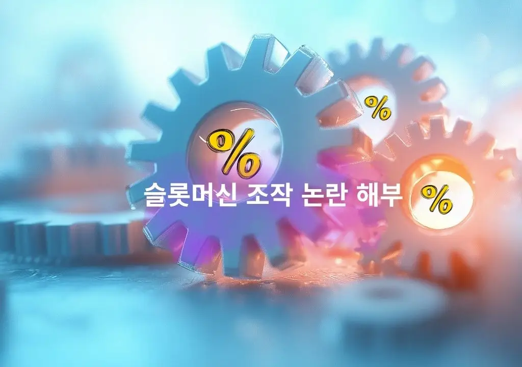 슬롯머신 조작 논란 해부, 카지노 확률 구조와 하우스 엣지를 상징하는 블루톤 기어 이미지