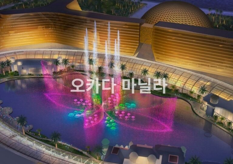 오카다 마닐라 분수 쇼와 리조트 야경 전경