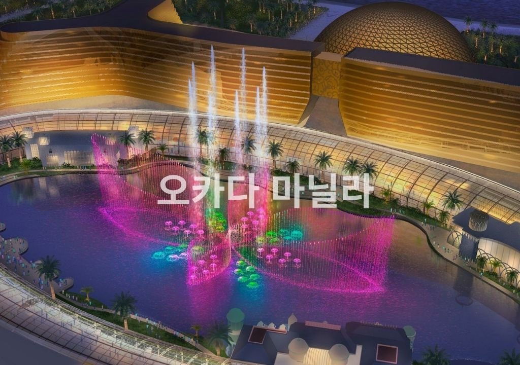 오카다 마닐라 분수 쇼와 리조트 야경 전경