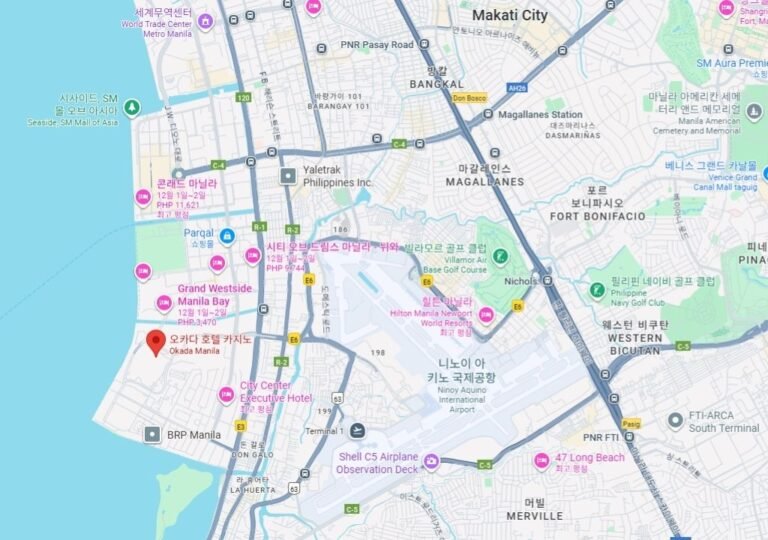 엔터테인먼트 시티 내 오카다 마닐라 위치 지도