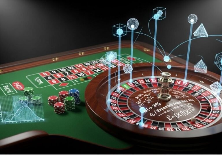 룰렛 테이블과 하우스 엣지 확률 그래프 이미지