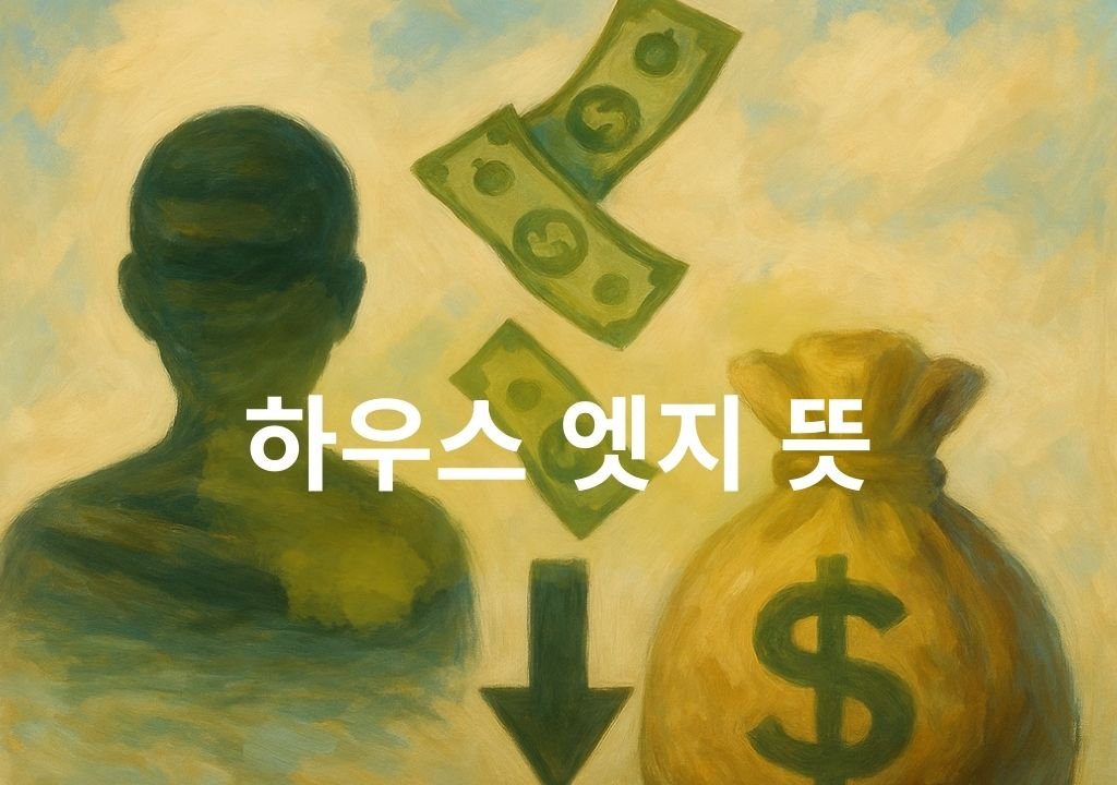 하우스 엣지 뜻을 표현한 이미지, 플레이어에서 카지노로 돈이 이동하는 구조를 보여주는 일러스트