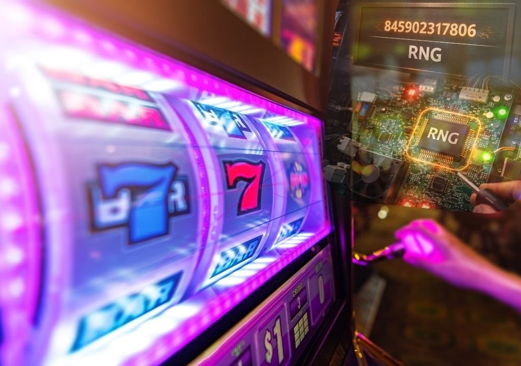 온라인 카지노 슬롯머신과 난수 생성기 RNG 칩 작동 원리를 보여주는 대표 이미지