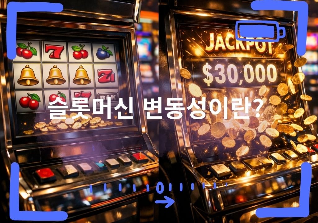 슬롯머신 변동성 비교 이미지, 고배당 슬롯과 잦은 당첨 슬롯 구조 차이