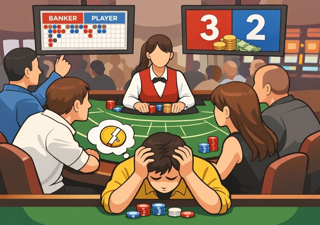바카라 연패 끊는법에서 실제 상황 흐름과 감정 변화를 보여주는 카지노 테이블 장면