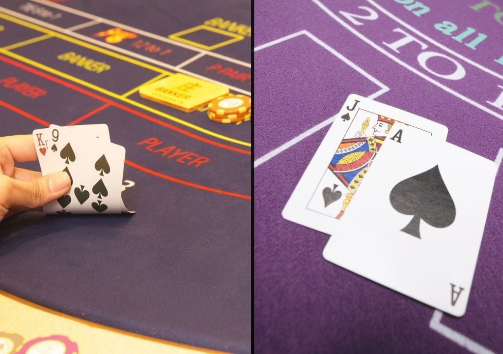 바카라 vs 블랙잭 카지노 카드 게임 테이블 비교 모습