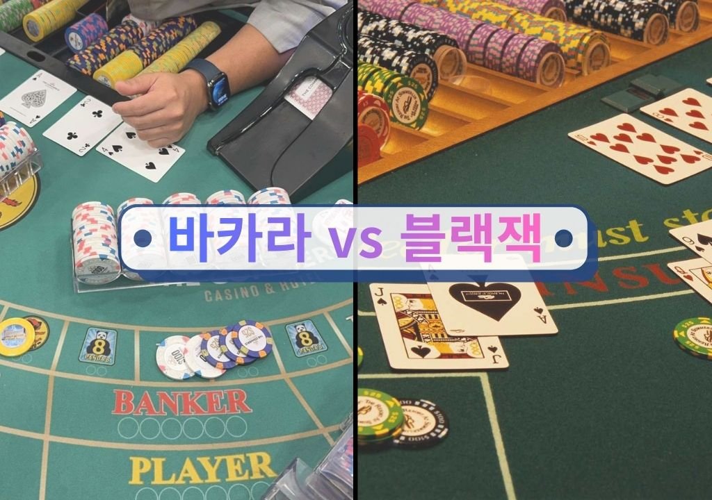 바카라 vs 블랙잭 카지노 카드 게임 비교 테이블 모습