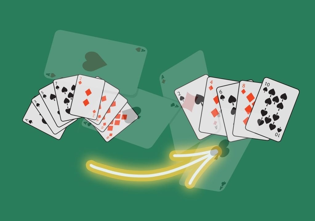 블랙잭 카드 카운팅 기본 원리와 카드 흐름 변화를 보여주는 장면