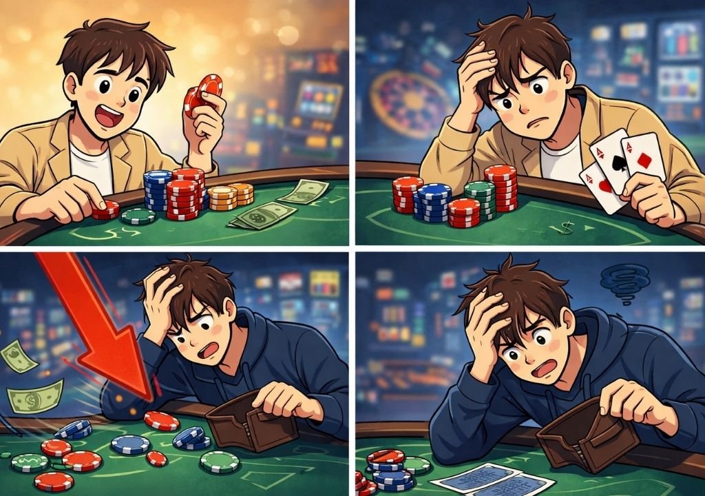 카지노 베팅 금액 관리법에서 금액이 커지며 손실이 반복되는 구조