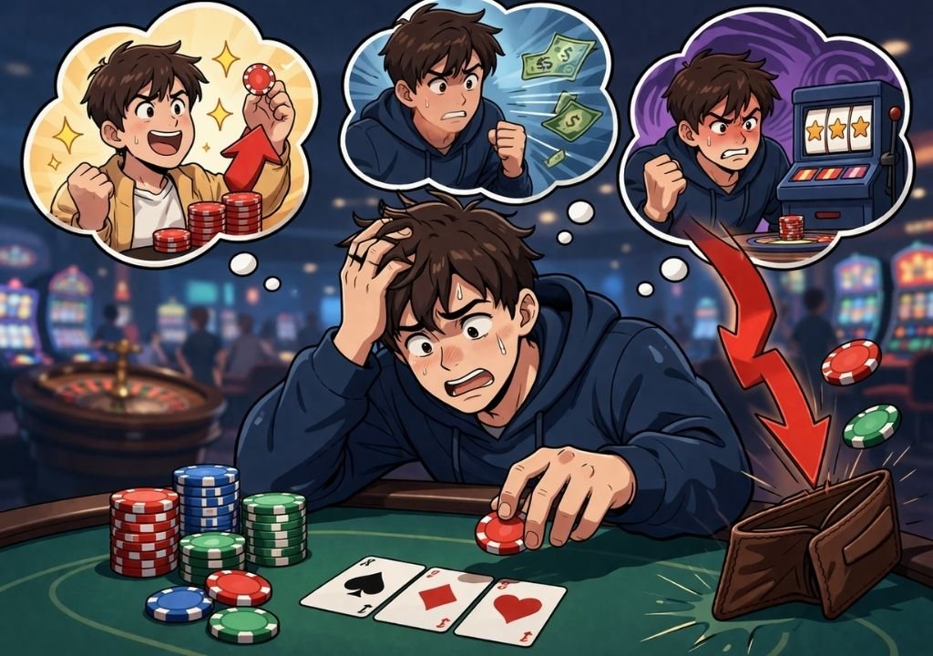 카지노 베팅 금액 관리법에서 심리로 인해 금액 통제가 무너지는 모습