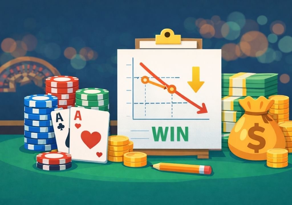 카지노 게임 수익 관리에서 베팅 금액 관리와 이기고 있을 때 베팅을 줄이는 전략 이미지