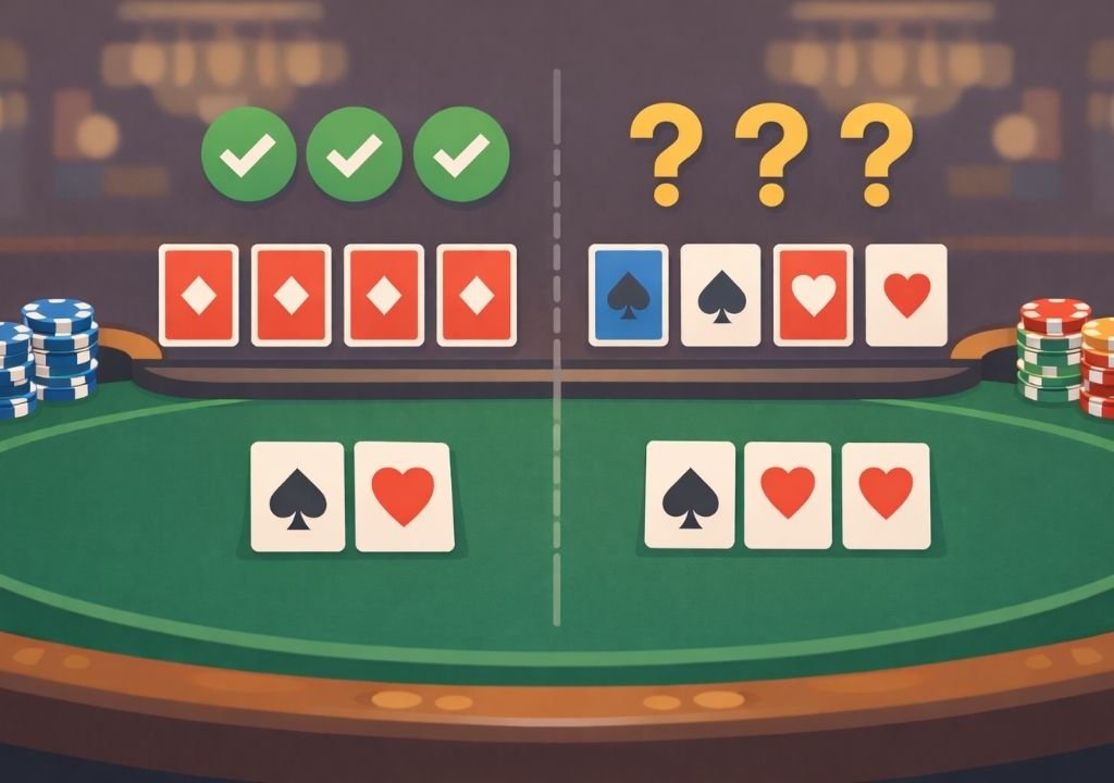 바카라 줄 패턴 퐁당퐁당 흐름 착각 비교