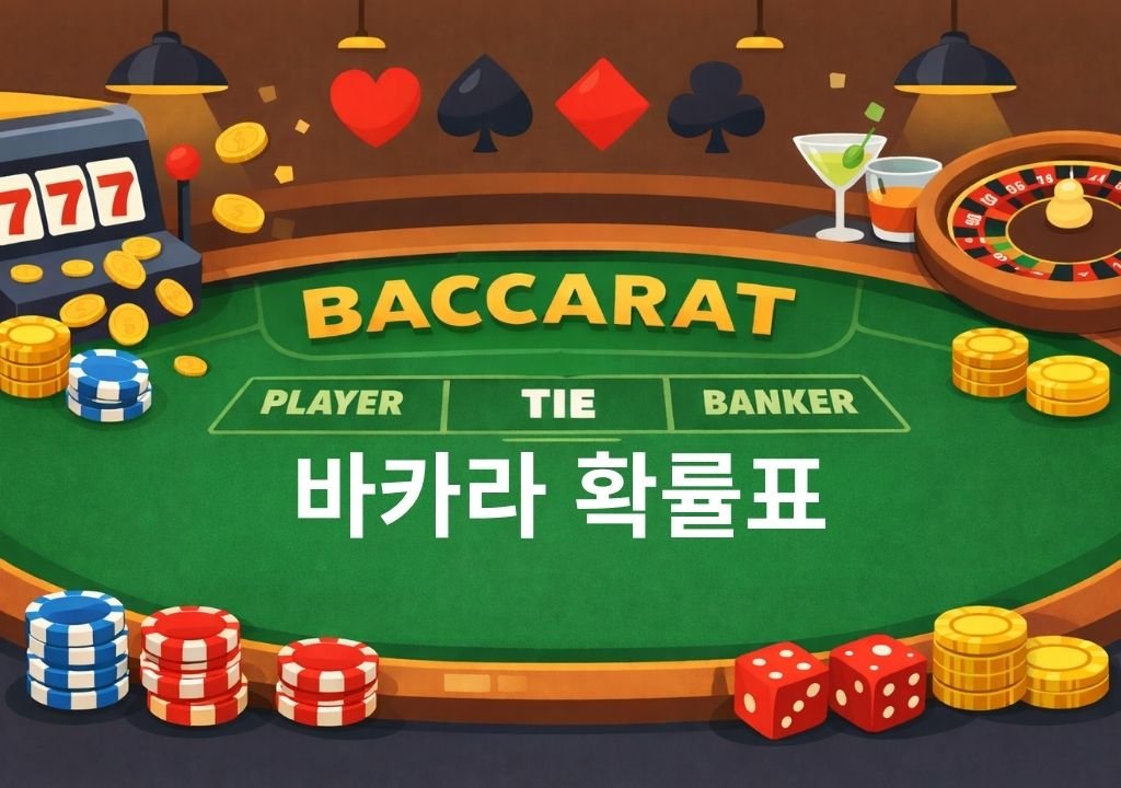 바카라 확률표 이해를 돕는 카지노 테이블과 플레이어 뱅커 타이 구역 구성