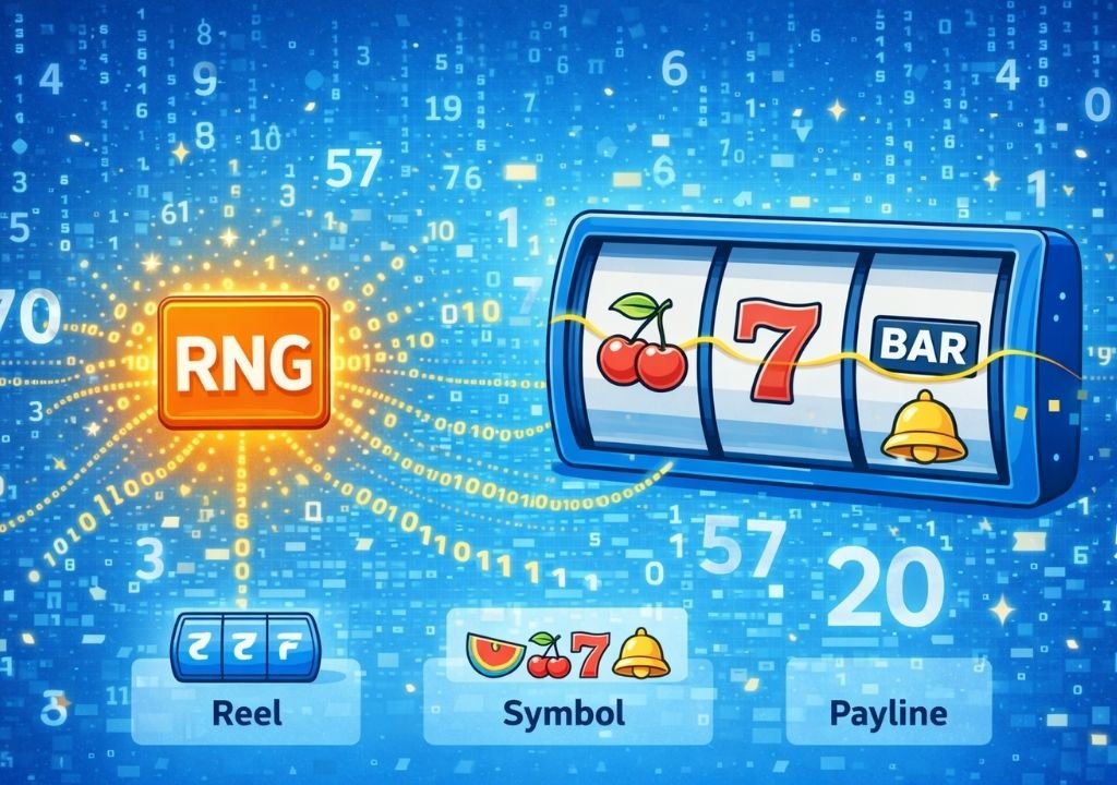 온라인 슬롯머신 하는 방법에서 중요한 RNG 기반 슬롯 확률 구조 설명 이미지