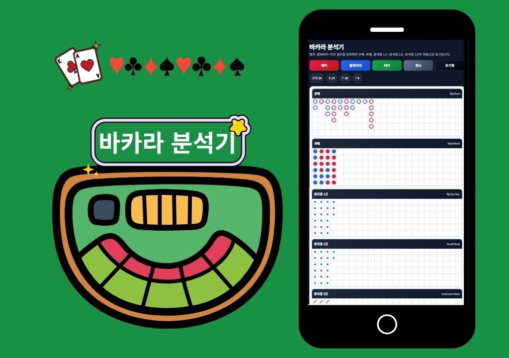 바카라 분석기 화면과 로드맵 흐름을 시각화한 예시 이미지